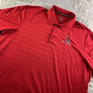 Ball State Cardinals Polo Shirt Mens 2XL Red White Black Champion Short Sleeve